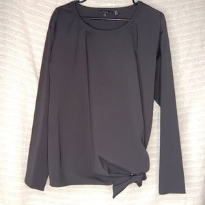 Theory Black Long Sleeves Scoop Neck Tie At The Waist Top Size Large